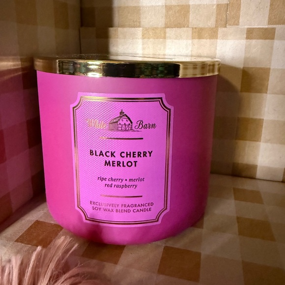 White Barn Other - White Barn Black Cherry Merlot Candle - Vibrant Pink with Gold Lid